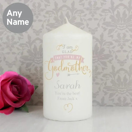 Personalised Godmother Pillar Candle: 3 - Candles By Gift Moments