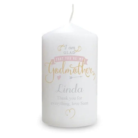 Personalised Godmother Pillar Candle: 2 - Candles By Gift Moments