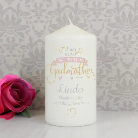 Personalised Godmother Pillar Candle: 1 - Candles By Gift Moments