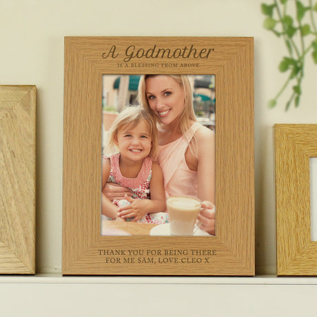 Personalised Oak Godmother Photo Frame 5x7: 2 - Photo Frames By Gift Moments