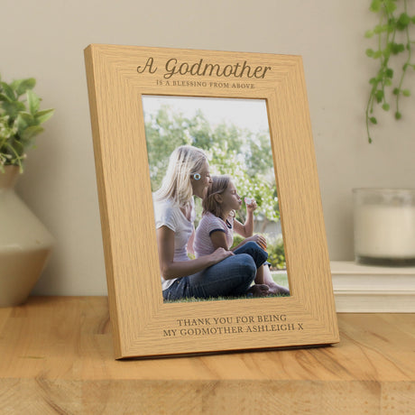 Personalised Oak Godmother Photo Frame 5x7: 1 - Photo Frames By Gift Moments