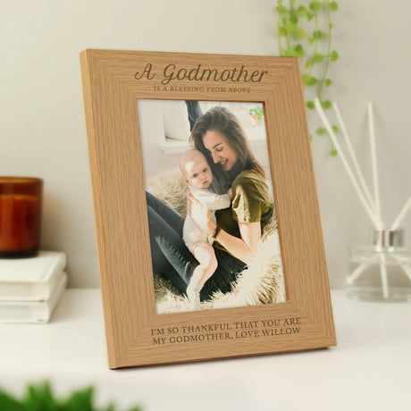 Personalised Oak Godmother Photo Frame 5x7: 3 - Photo Frames By Gift Moments