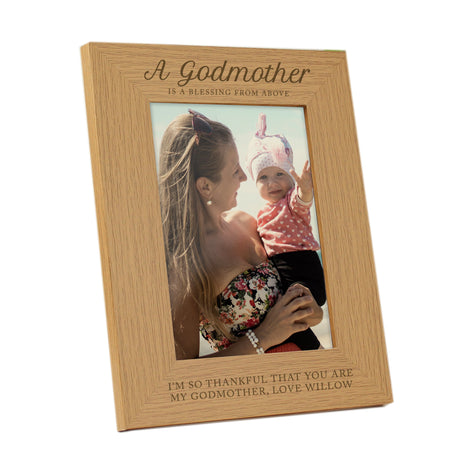 Personalised Oak Godmother Photo Frame 5x7: 4 - Photo Frames By Gift Moments