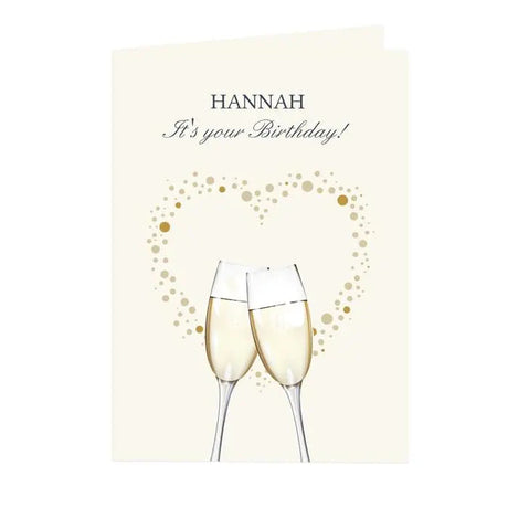 Personalised Gold Champagne Flutes Celebration Card: 3 - Greeting Cards By Gift Moments