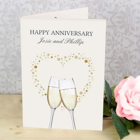 Personalised Gold Champagne Flutes Celebration Card: 2 - Greeting Cards By Gift Moments