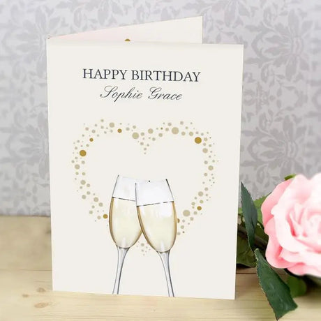 Personalised Gold Champagne Flutes Celebration Card: 1 - Greeting Cards By Gift Moments