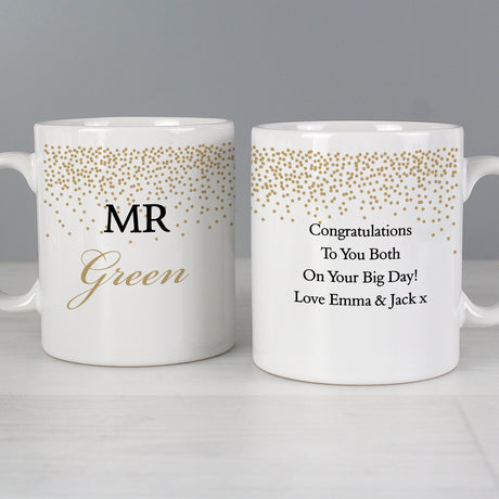 Personalised Gold Confetti Mug Set: 2 - Mugs By Gift Moments