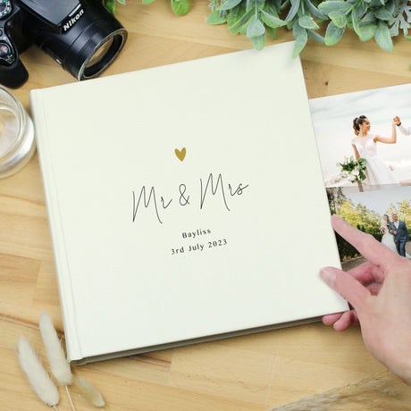 Personalised Gold Heart Couples Photo Album: 6 - Photo Albums By Gift Moments