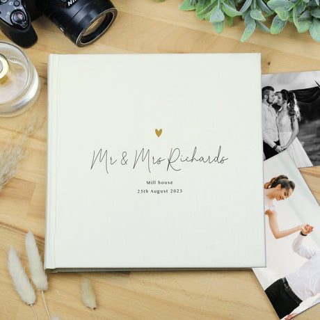 Personalised Gold Heart Couples Photo Album: 2 - Photo Albums By Gift Moments