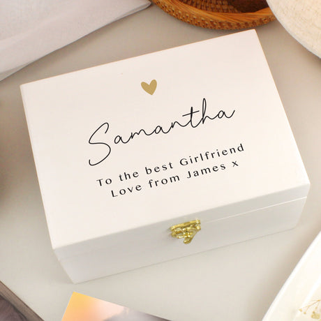 Personalised Gold Heart Keepsake Box: 3 - Keepsake Boxes By Gift Moments