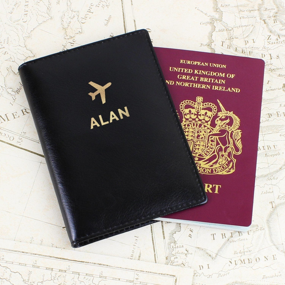 Personalised Gold Name Leather Passport Holder: 1 - Passport Holders By Gift Moments