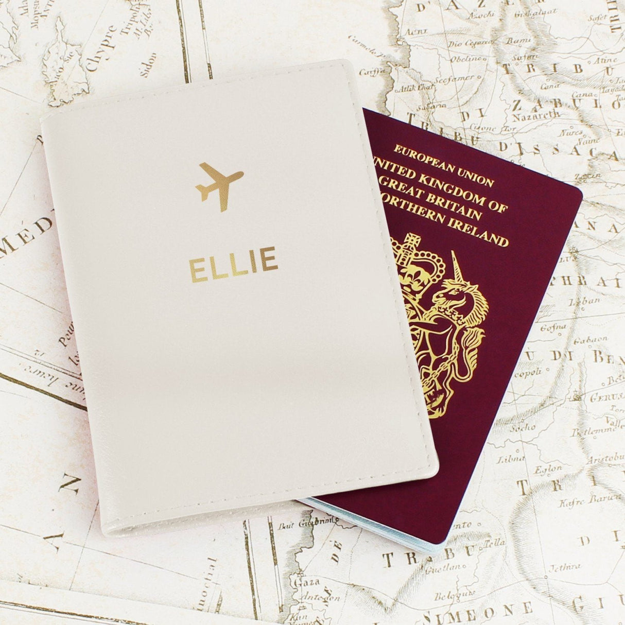 Personalised Cream Leather Passport Holder: 2 - Passport Holders By Gift Moments