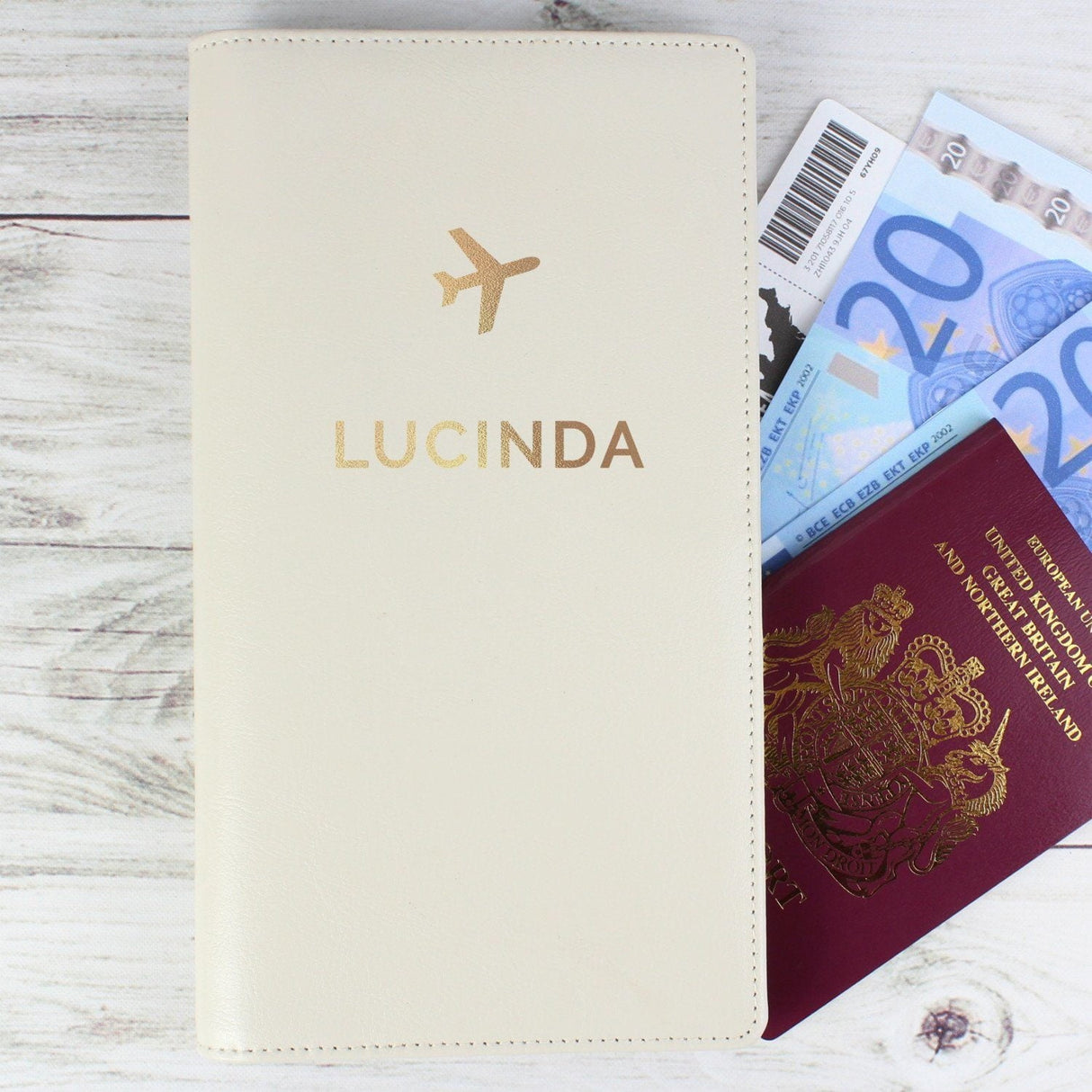 Personalised Gold Name Leather Travel Holder: 2 - Travel Accessories By Gift Moments