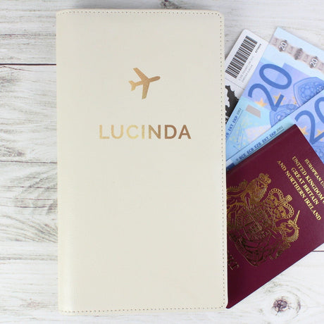 Personalised Gold Name Leather Travel Holder: 2 - Travel Accessories By Gift Moments