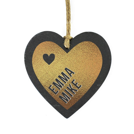 Personalised Gold Slate Heart Decoration: 3 - Decorations By Gift Moments