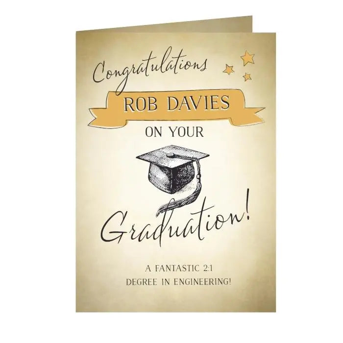 Personalised Gold Star Graduation Card: 3 - Greeting Cards By Gift Moments