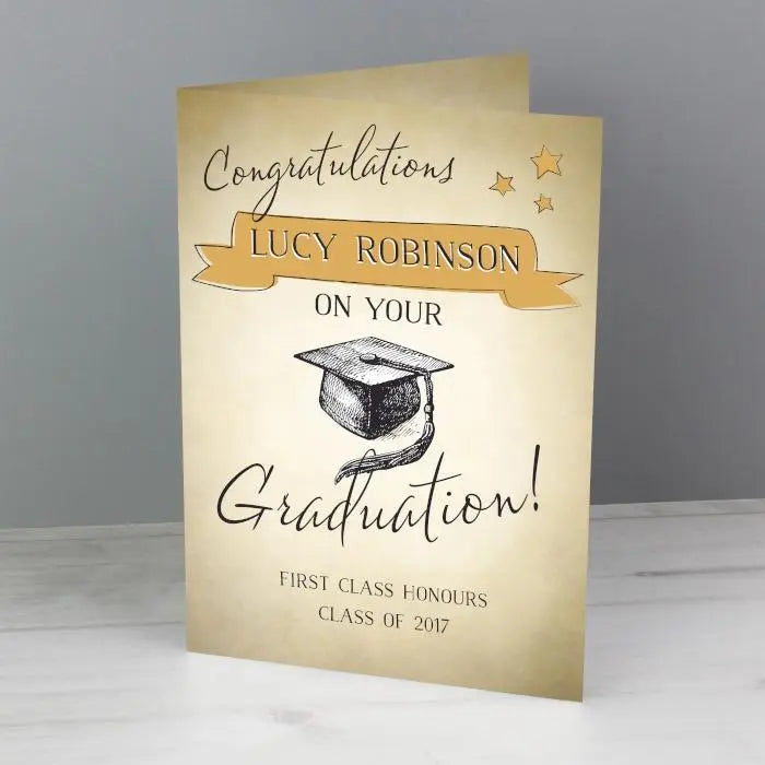 Personalised Gold Star Graduation Card: 2 - Greeting Cards By Gift Moments