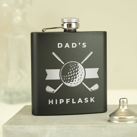 Personalised Black Golf Hip Flask: 6 - Hip Flasks By Gift Moments