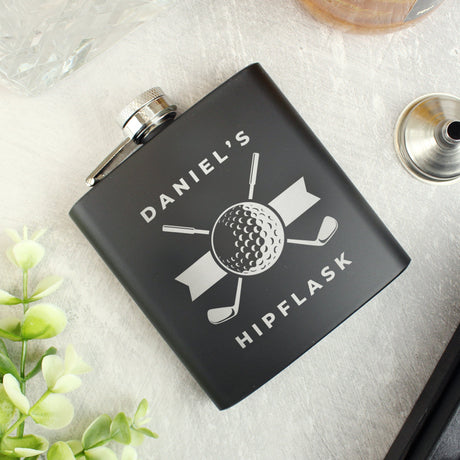 Personalised Black Golf Hip Flask: 2 - Hip Flasks By Gift Moments