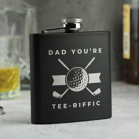 Personalised Black Golf Hip Flask: 1 - Hip Flasks By Gift Moments