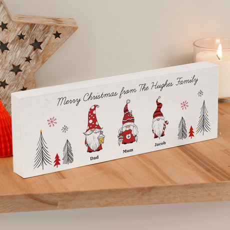 Personalised Wooden Gonk Family Christmas Sign: 3 - Ornaments By Gift Moments