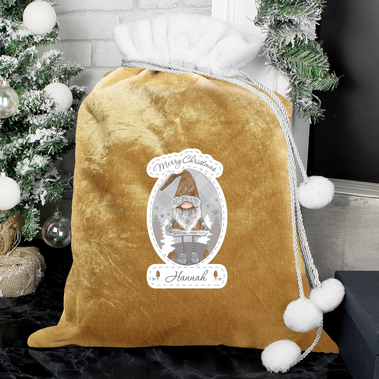 Personalised Gonk Gold Christmas Sack: 2 - Christmas Sacks By Gift Moments