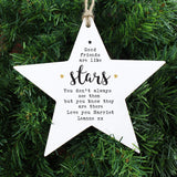 Personalised Wooden Star Decoration for Friends: 2 - Christmas Decorations By Gift Moments