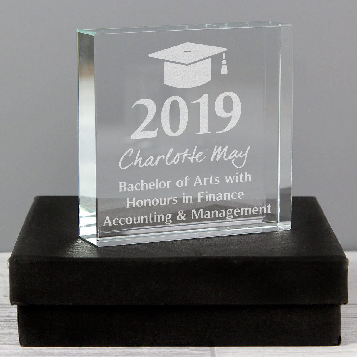 Personalised Graduation Crystal Keepsake Token: 4 - Crystal Tokens By Gift Moments