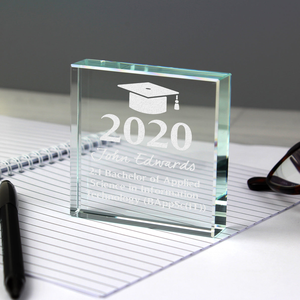 Personalised Graduation Crystal Keepsake Token: 2 - Crystal Tokens By Gift Moments