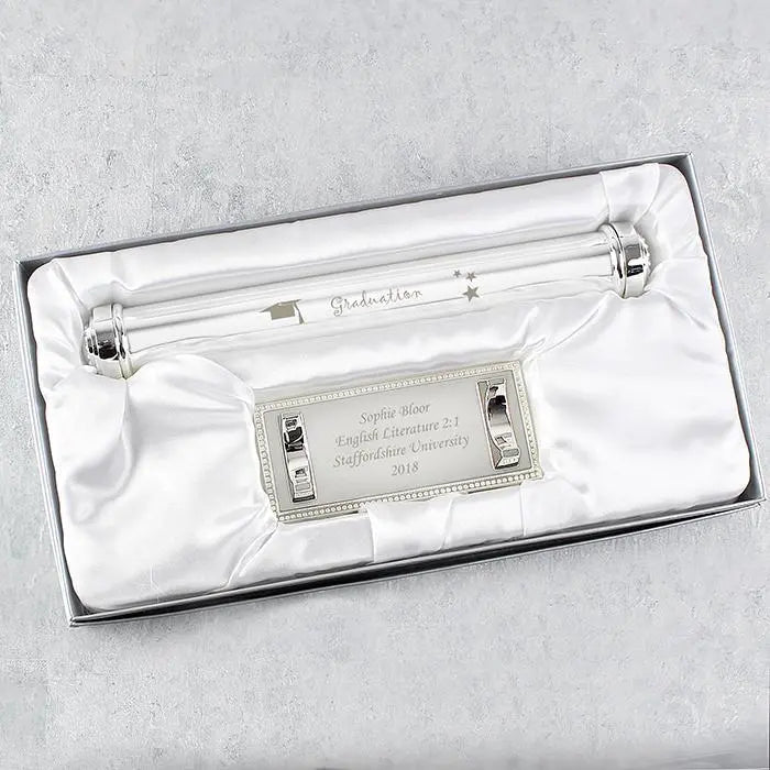 Personalised Graduation Silver Plated Certificate Holder: 2 - Certificate Holders By Gift Moments