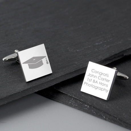 Personalised Graduation Square Cufflinks Gift: 4 - Cufflinks & Tie Slides By Gift Moments