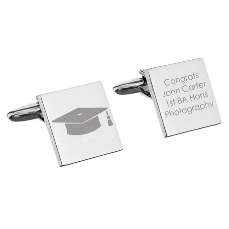 Personalised Graduation Square Cufflinks Gift: 5 - Cufflinks & Tie Slides By Gift Moments