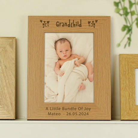 Personalised Grandchild Oak Finish Photo Frame: 3 - Photo Frames By Gift Moments