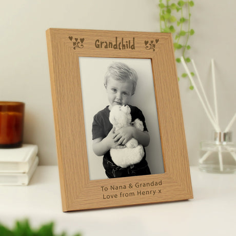 Personalised Grandchild Oak Finish Photo Frame: 1 - Photo Frames By Gift Moments