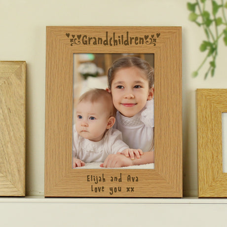 Personalised Oak Grandchildren Photo Frame 5x7: 2 - Photo Frames By Gift Moments