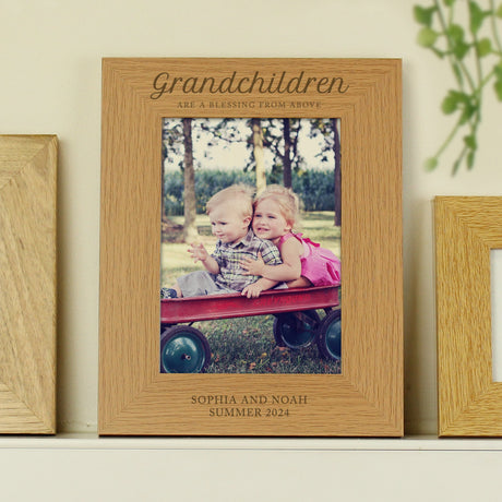 Personalised Oak Finish Grandchildren Photo Frame: 2 - Photo Frames By Gift Moments