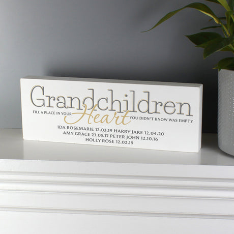 Personalised Grandchildren Wooden Block Sign: 4 - Signs & Plaques By Gift Moments