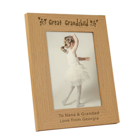 Personalised Great Grandchild Oak Photo Frame: 4 - Photo Frames By Gift Moments