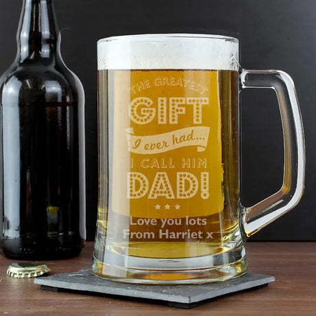 Greatest Dad Personalised Glass Pint Tankard: 3 - Tankards By Gift Moments