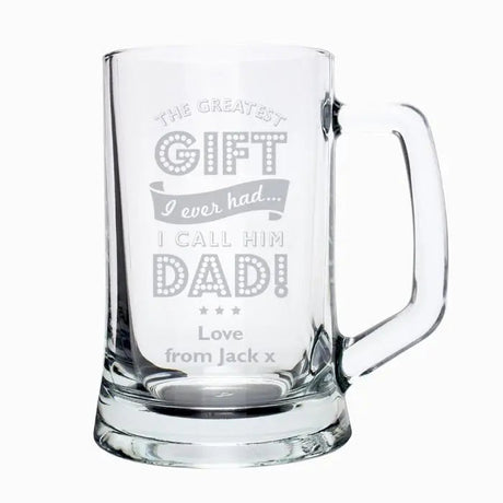 Greatest Dad Personalised Glass Pint Tankard: 2 - Tankards By Gift Moments