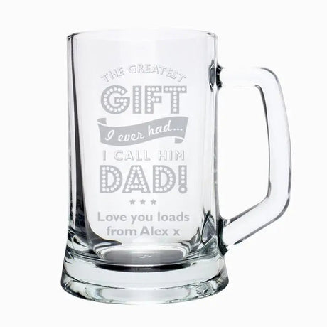 Greatest Dad Personalised Glass Pint Tankard: 4 - Tankards By Gift Moments