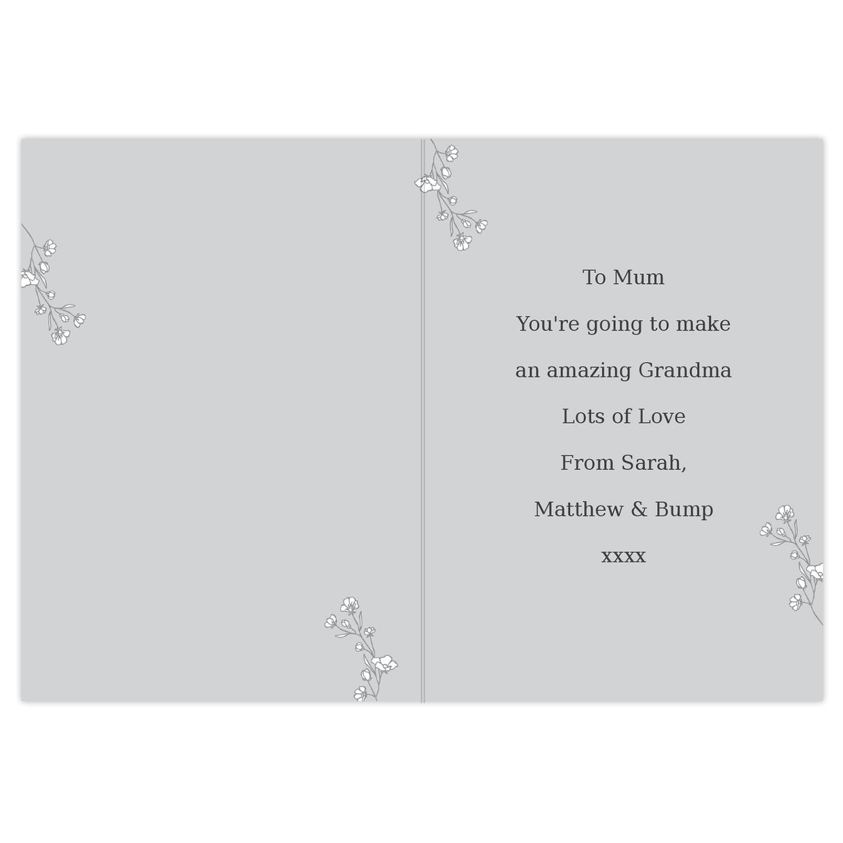 Personalised Grey Floral Photo Upload Card: 8 - Greeting Cards By Gift Moments