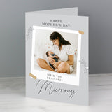 Personalised Grey Floral Photo Upload Card: 7 - Greeting Cards By Gift Moments