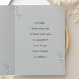 Personalised Grey Floral Photo Upload Card: 4 - Greeting Cards By Gift Moments