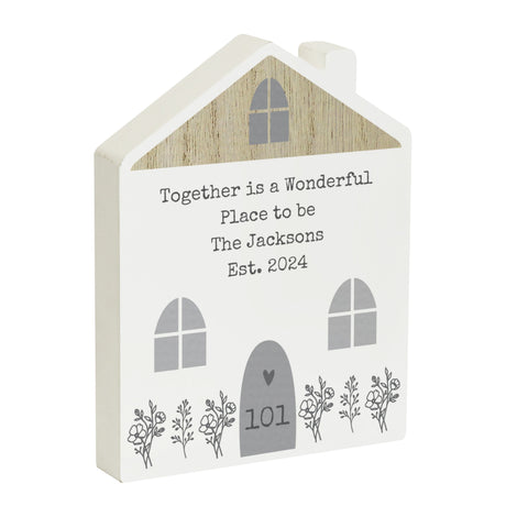 Personalised Grey Wooden House Ornament: 5 - Ornaments By Gift Moments