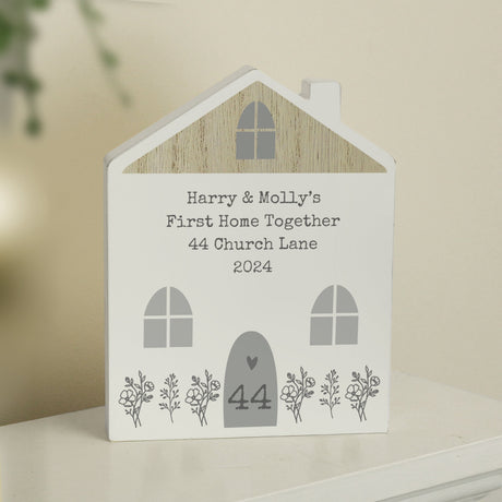 Personalised Grey Wooden House Ornament: 4 - Ornaments By Gift Moments