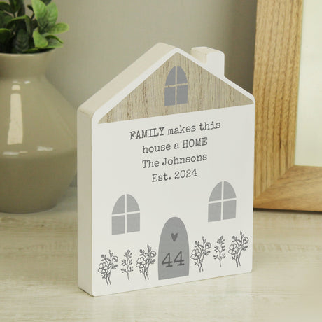 Personalised Grey Wooden House Ornament: 2 - Ornaments By Gift Moments