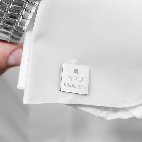 Personalised Groomsman Square Cufflinks: 3 - Cufflinks & Tie Slides By Gift Moments