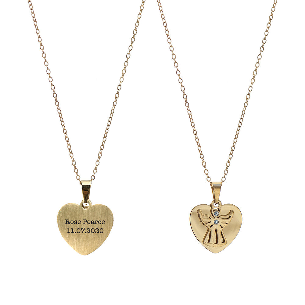 Personalised Guardian Angel Pendant Necklace Gold - Jewellery at Gift Moments