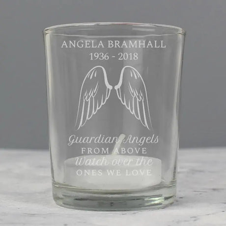 Personalised Guardian Angel Wings Candle Holder: 1 - Candle Holders By Gift Moments